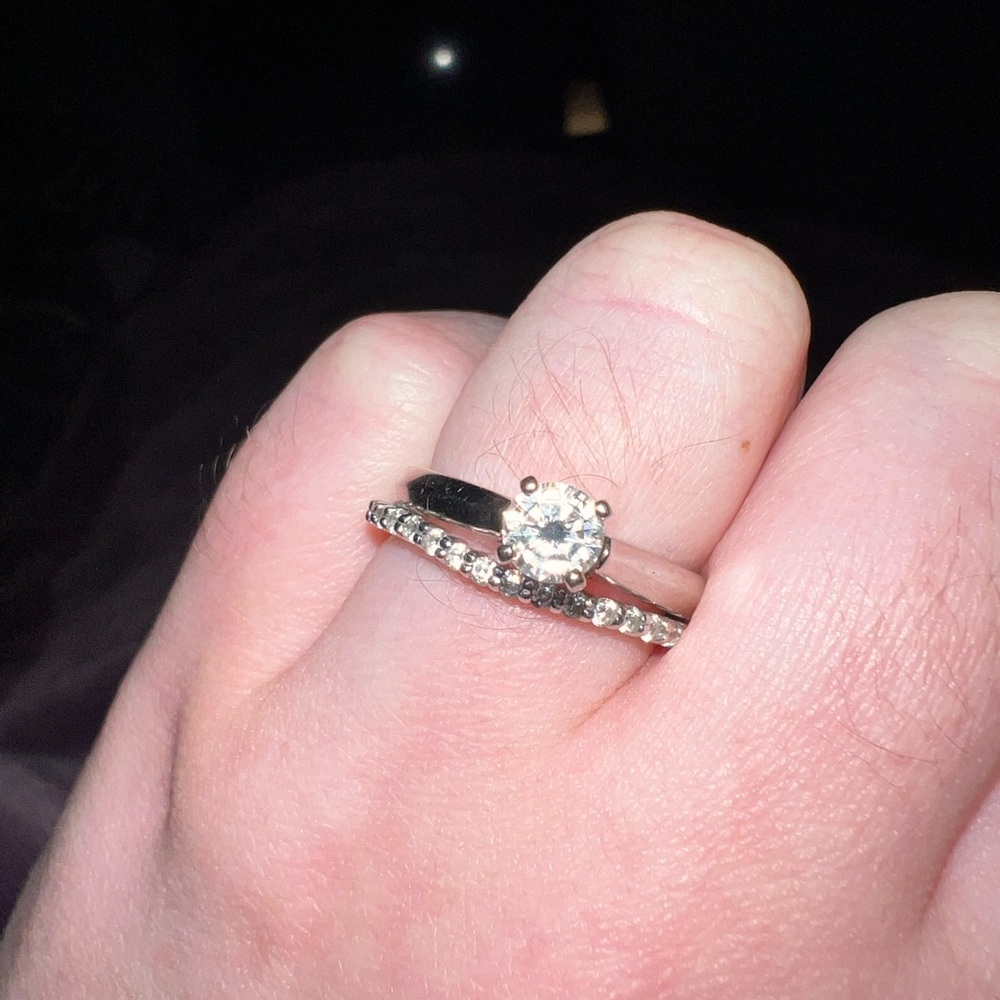 Engagement and wedding band rings for sale! Size 6! Great quality!